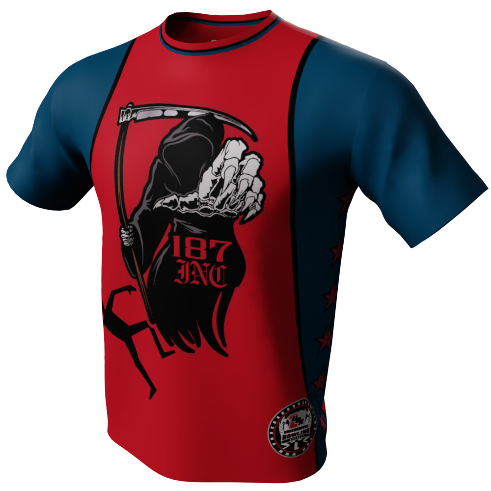 187 Inc Bowling Jersey - Red and Blue