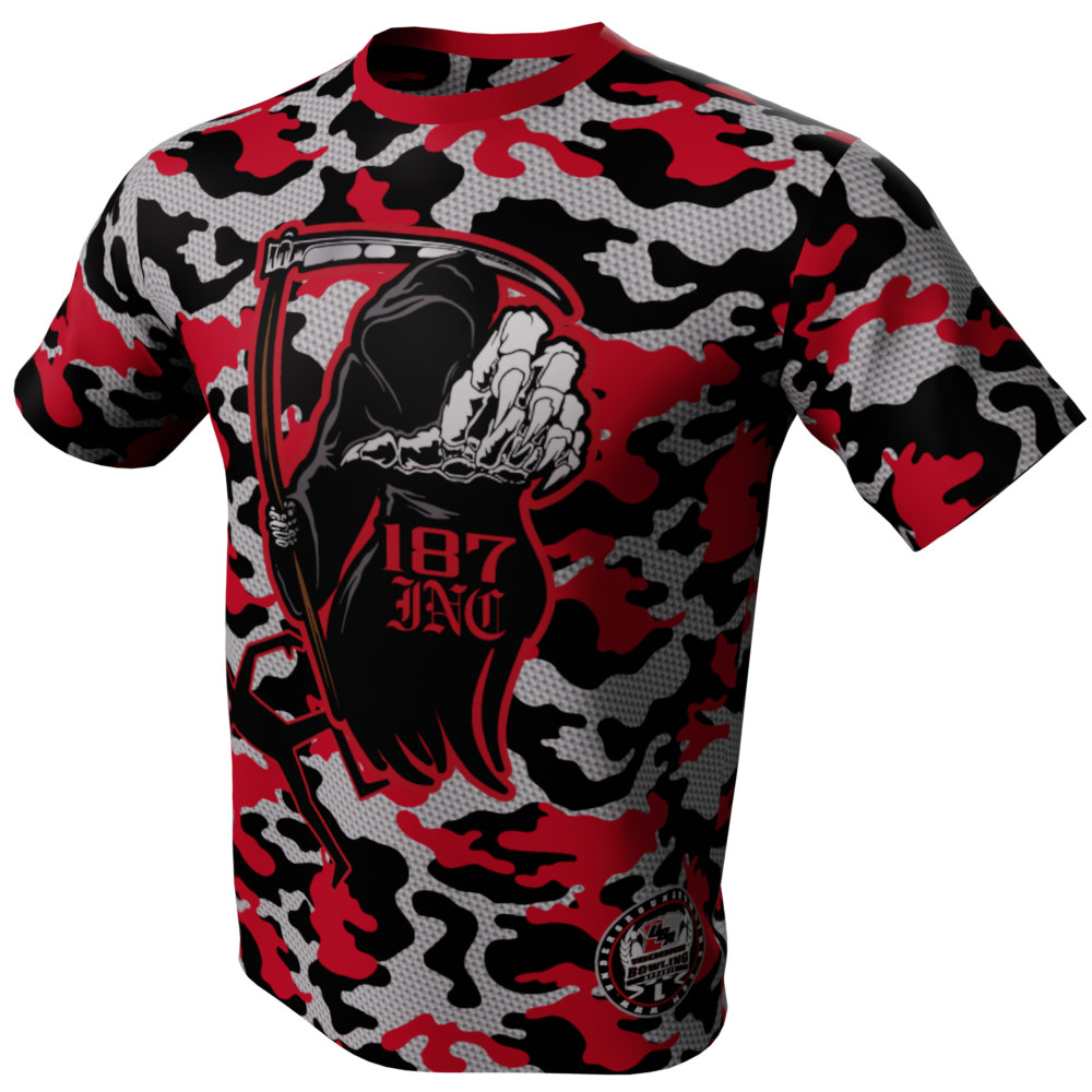 187 Inc Bowling Jersey - Red and Black Urban Camo