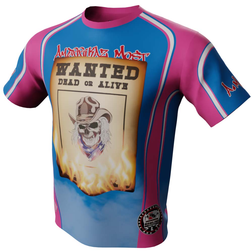 Amerikkas Most Wanted Blue and Pink Bowling Jersey
