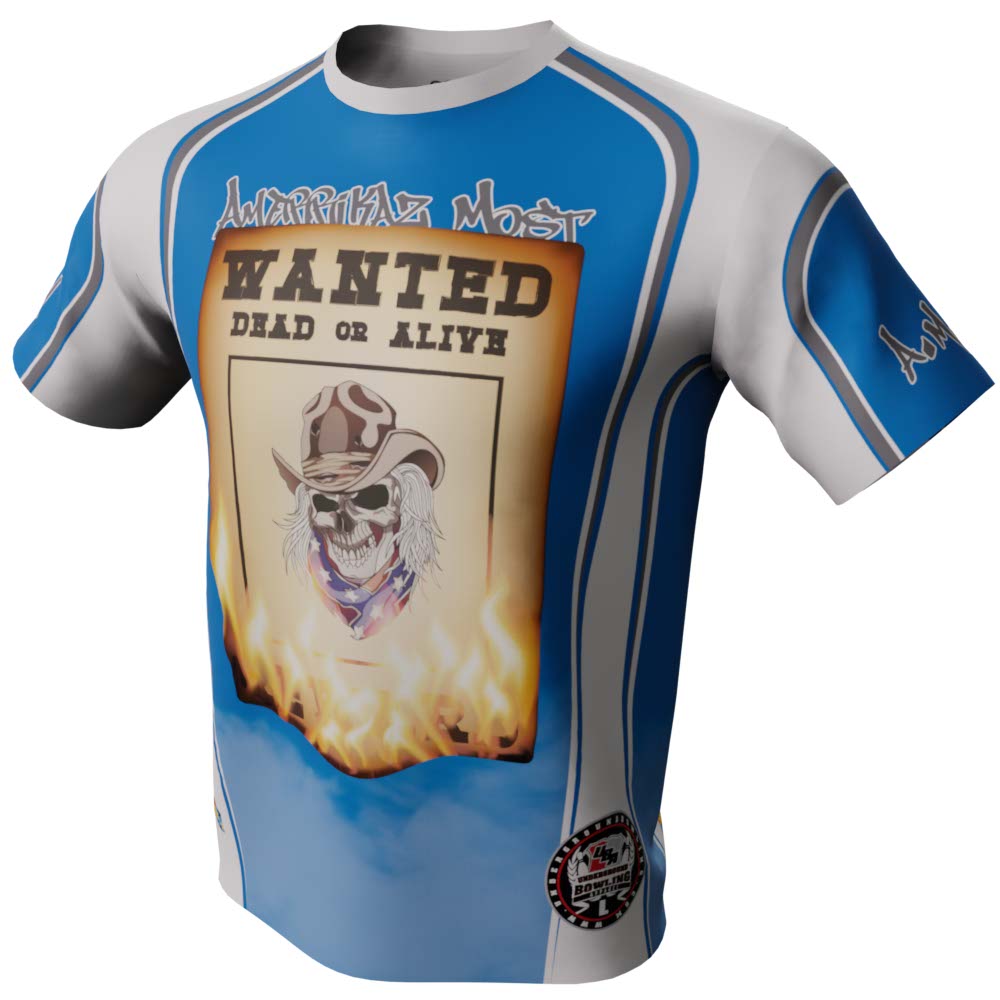 Amerikkas Most Wanted Blue and White Bowling Jersey