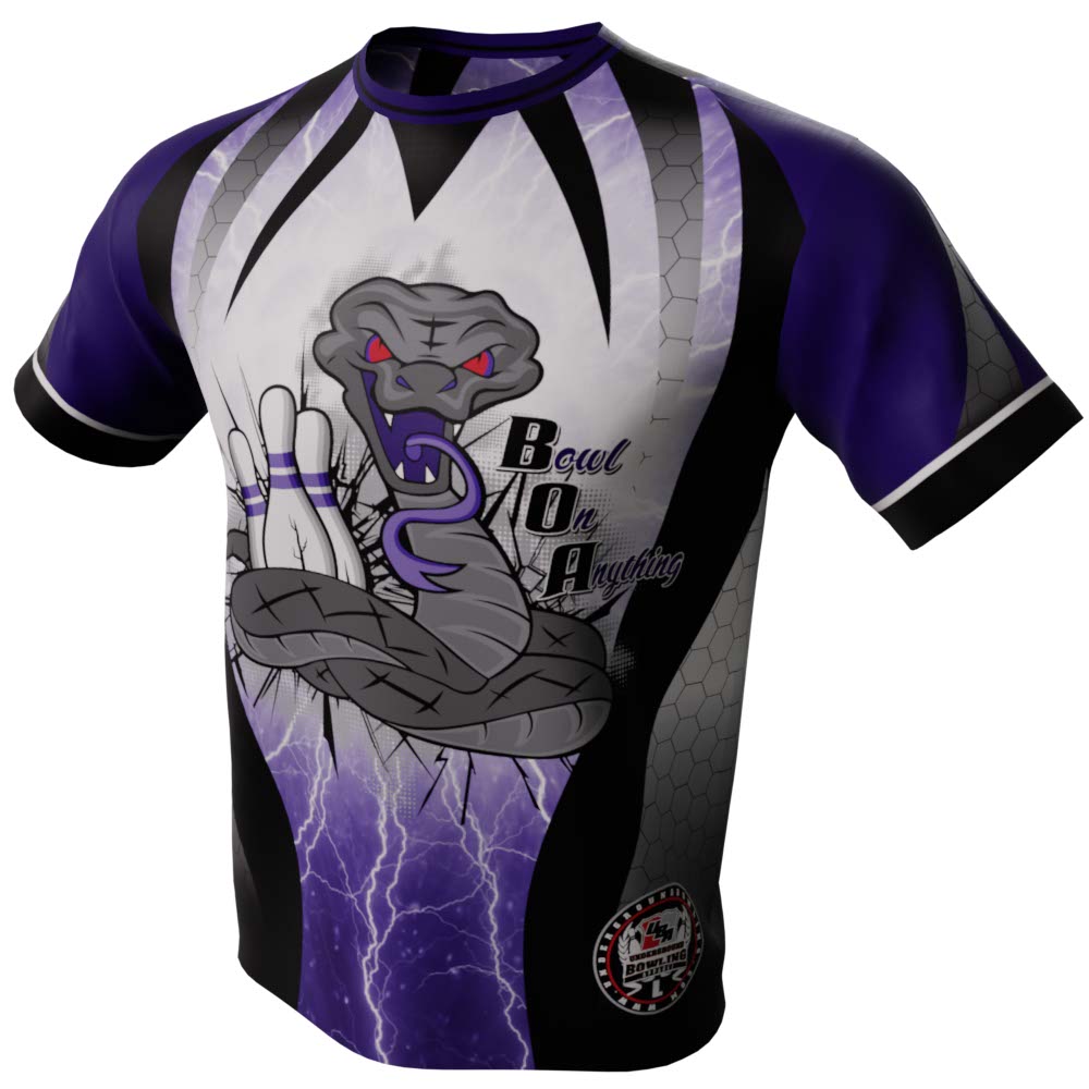 BOA White and Purple Lightning Bowling Jersey