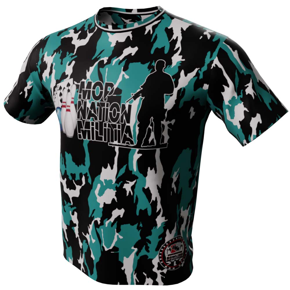 Mop Nation Militia Turquoise Camo Bowling Jersey