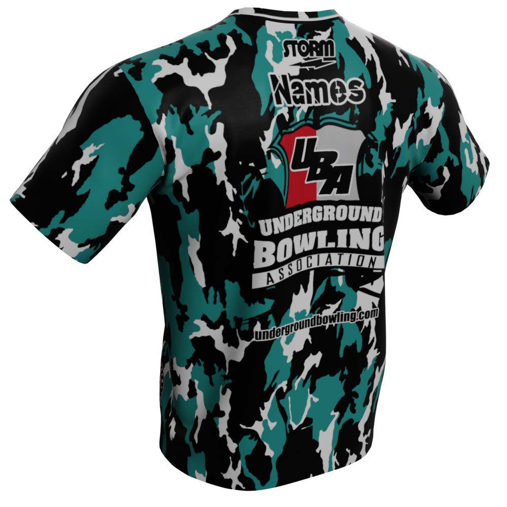Mop Nation Militia Turquoise Camo Bowling Jersey - back