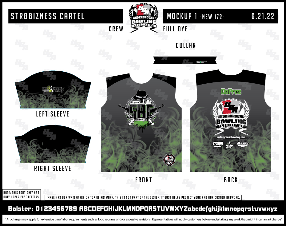 Str8 Bizness Cartel Green Smoke Bowling Jersey | UBA Apparel