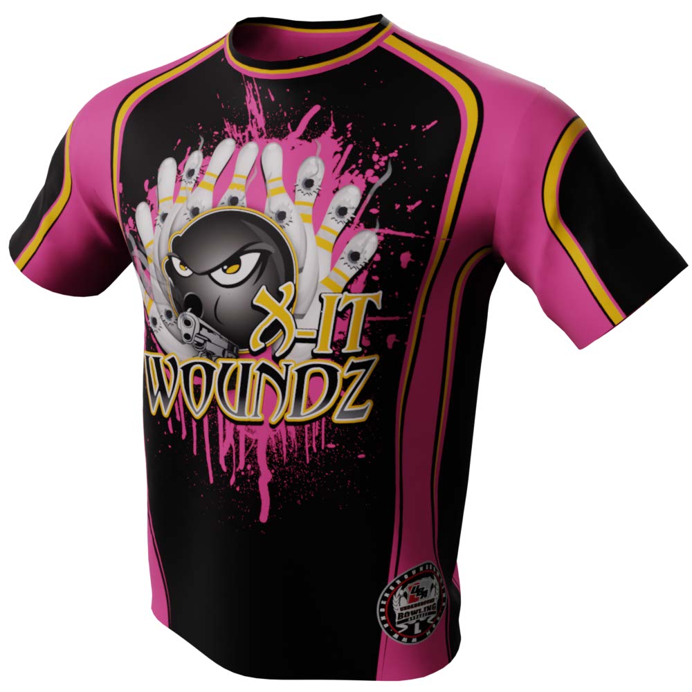 X-IT Wounds Black and Pink Bowling Jersey
