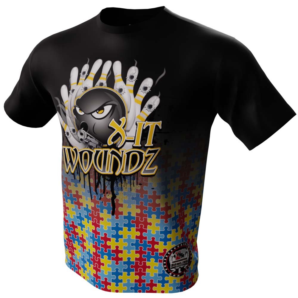 X-it Wounds Black Autism Bowling Jersey