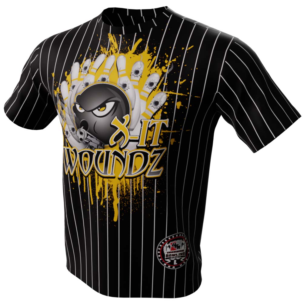 X-it Wounds Black Pin Stripes Bowling Jersey
