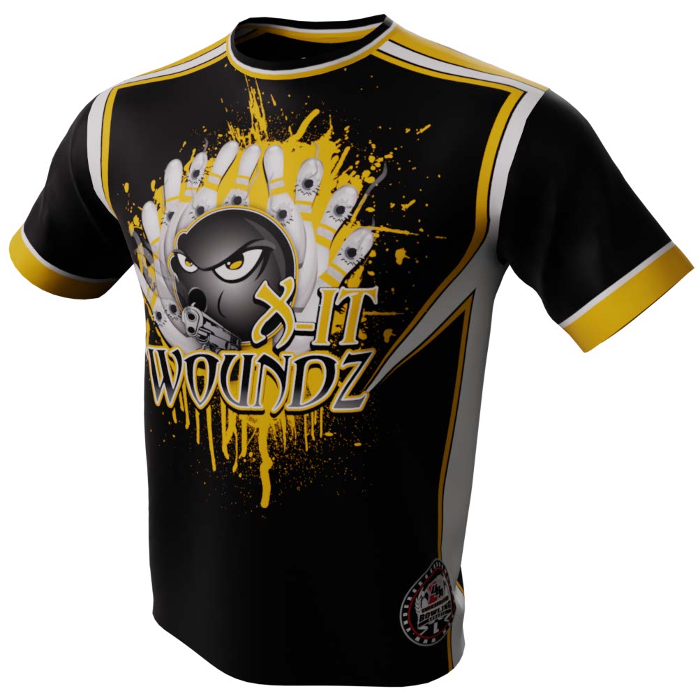 X-it Wounds Black and Gold Bowling Jersey